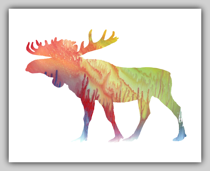 690x563 Moose, Watercolor Print, Water Color By Bittenbyermines On Zibbet