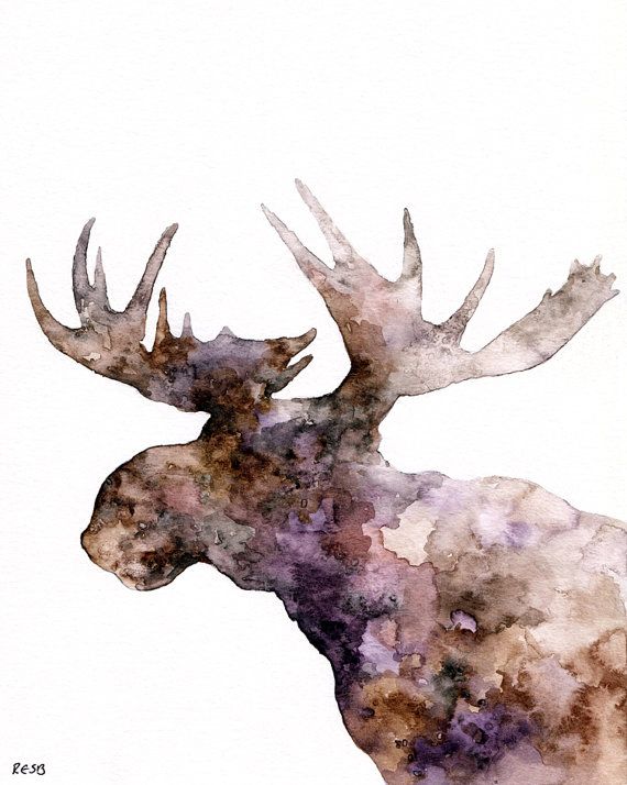 570x714 Moose Silhouette Painting