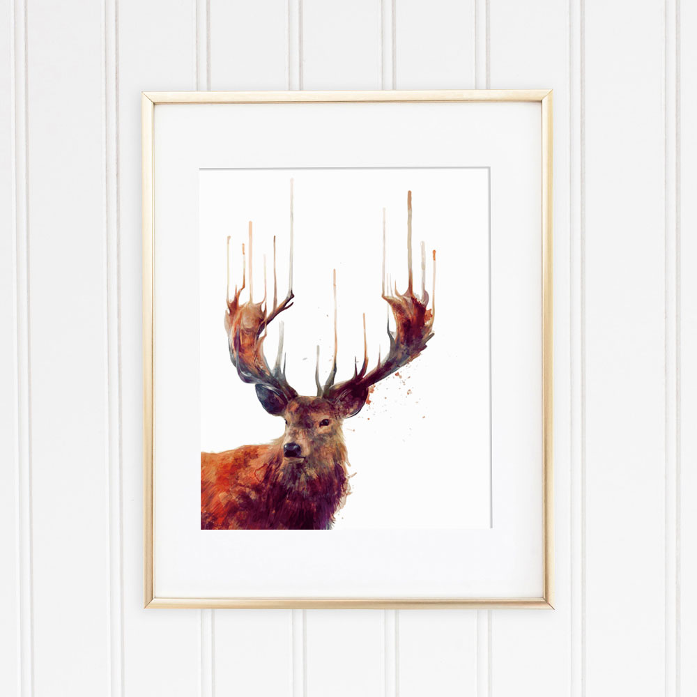 1000x1000 Moose Watercolor Fine Art Paper Elk Painting Wall Art Living Room