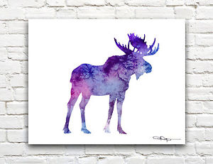 300x231 Purple Moose Abstract Watercolor Painting Art Print By Artist Dj
