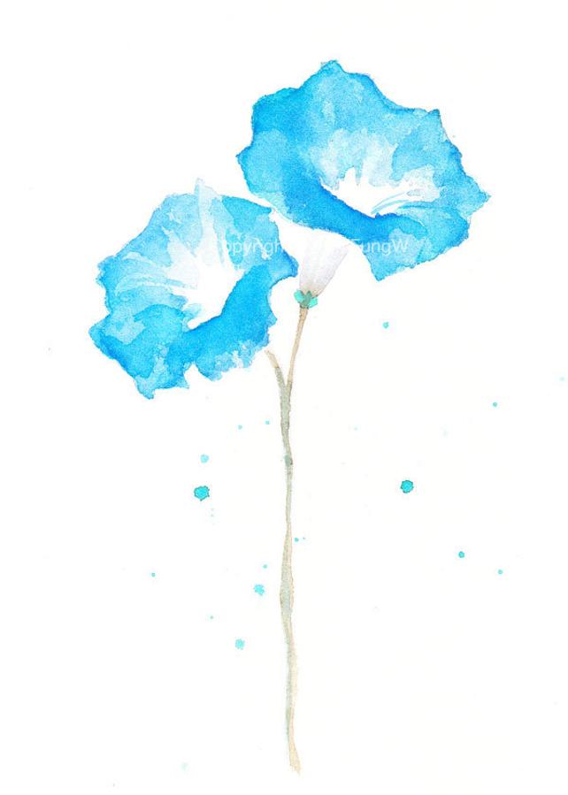 642x899 Fine Art Watercolor Painting Flower Art Blue Morning Glory Etsy