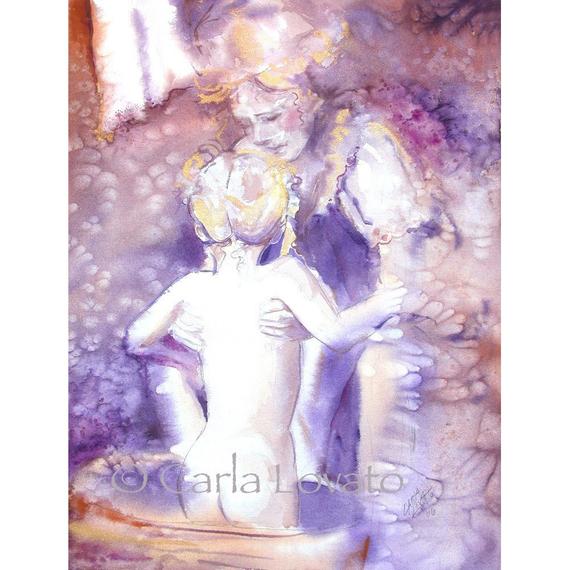 570x570 Mother And Child Watercolor Painting Giclee Print Etsy