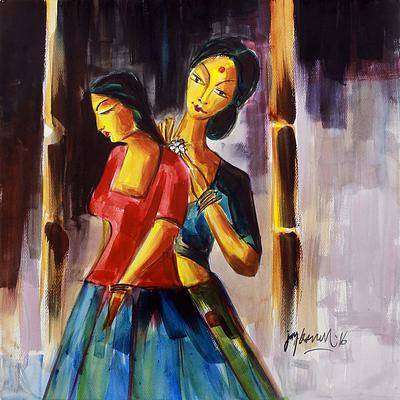 400x400 Mother And Daughter Inspirational Signed Painting From India