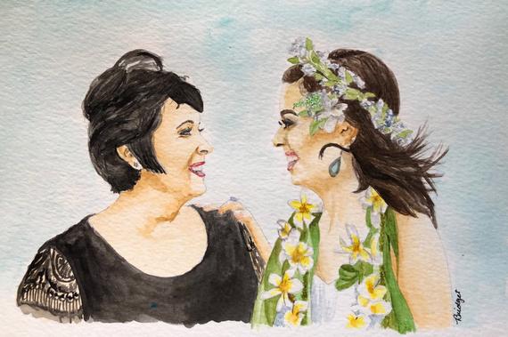 570x379 Custom Motherdaughter Watercolor Painting