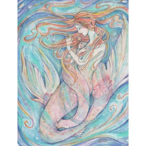 498x498 Mermaid Mother And Child Mother Daughter Print Of A Watercolor