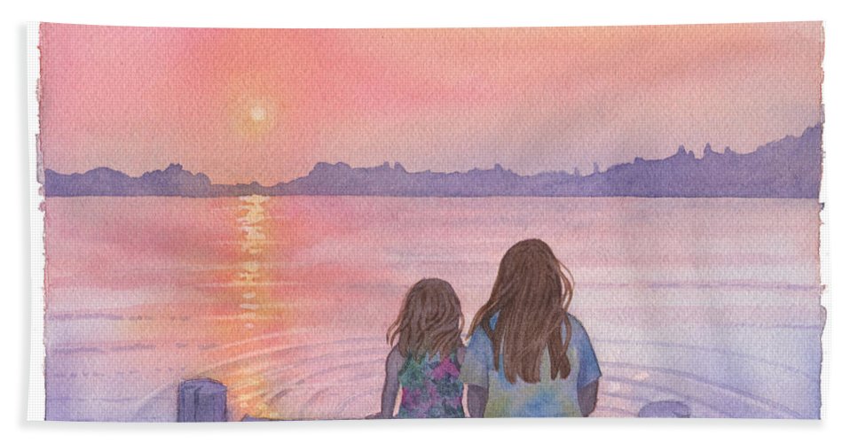 967x500 Mother And Daughter Watercolor Hand Towel For Sale By Michele Angel