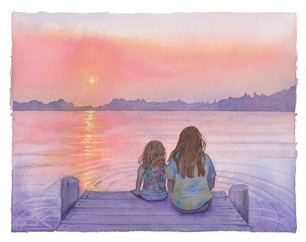 600x475 Mother And Daughter Watercolor Poster By Michele Angel