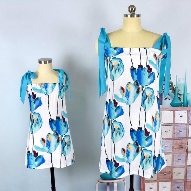 640x640 Mother Daughter Bow Knot Watercolor Dress