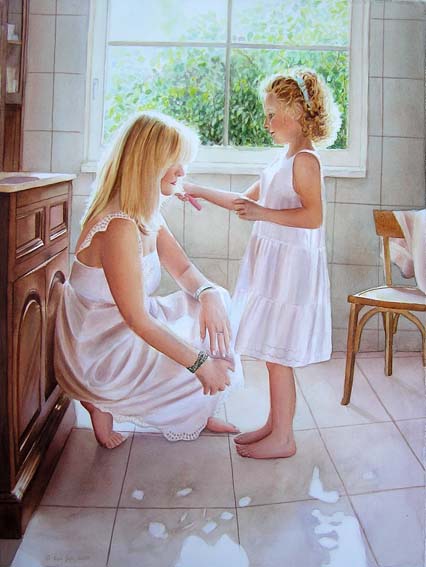 426x567 Mother And Daughter Spending Time Together Figurative Painting In