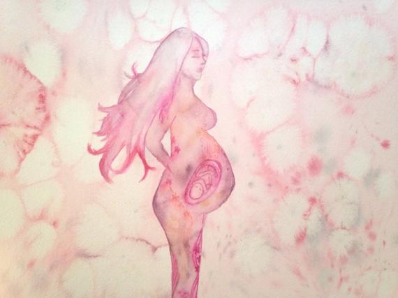 570x427 Mother Watercolor Inner Growth Pregnancy Painting Etsy