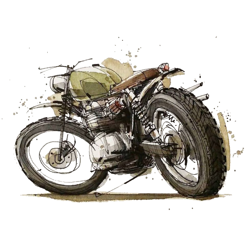 500x500 Motorcycle Drawing Art Watercolor Painting Illustration
