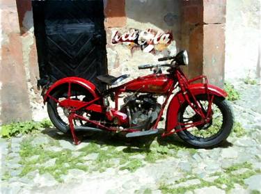 375x279 Original Realism Motorcycle Watercolor Paintings For Sale