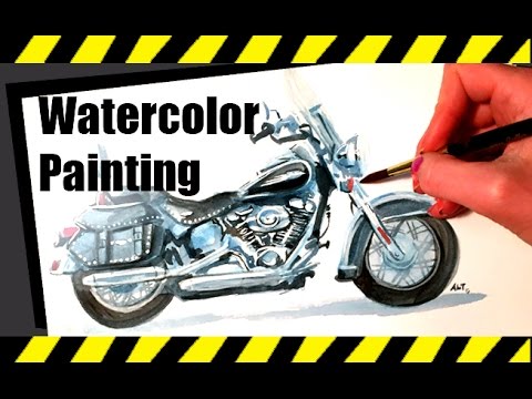 480x360 Watercolor Motorcycle Speed Painting