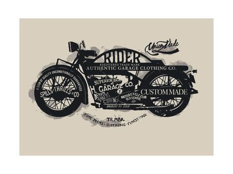 473x355 Handmade Font Motorcycle Race With Typography Watercolor Prints By