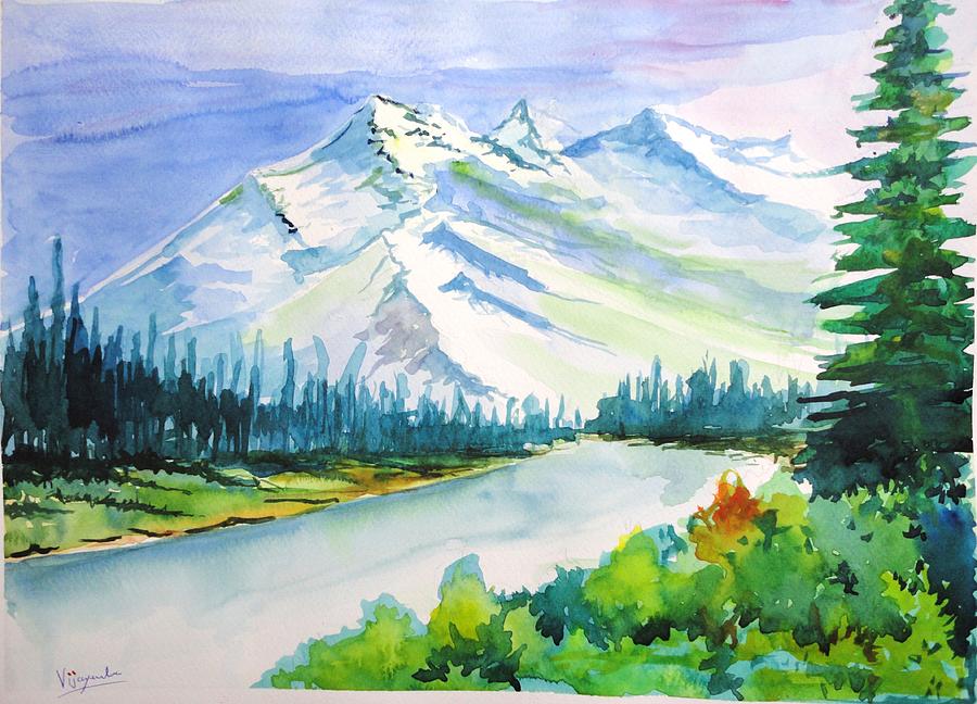 900x648 Snowy Mountains Painting By Vijayendra Bapte