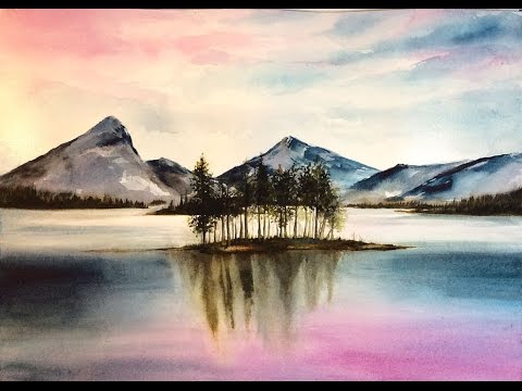 480x360 Watercolor Mountains Painting Demonstration