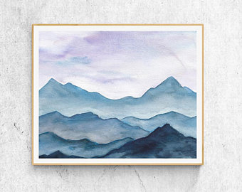 340x270 Watercolor Mountains Etsy