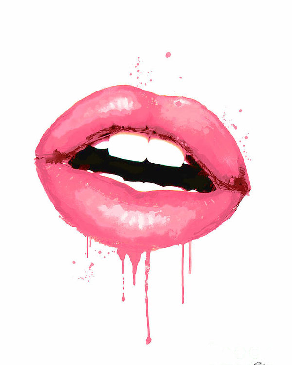 600x750 Pink Lips Watercolor Print Kiss Print Fashion Poster Poster By