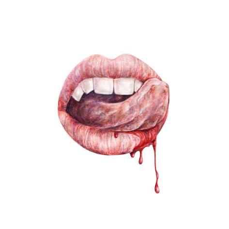 473x473 Sexy Vampire Mouth. Watercolor Drawing. Prints By Margaritash