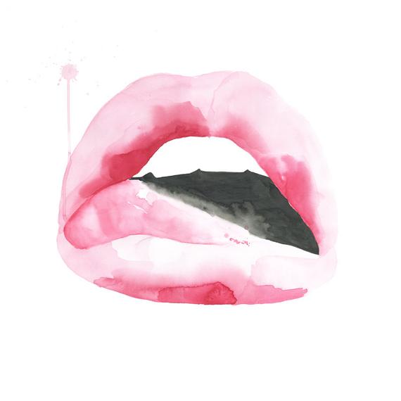 570x570 Sophie Lips Watercolor Print Pink Lips Print Pop Art Mouth Etsy