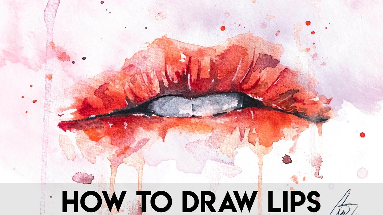 1280x720 How To Draw Lips For Begginers. Easy Watercolors Lips