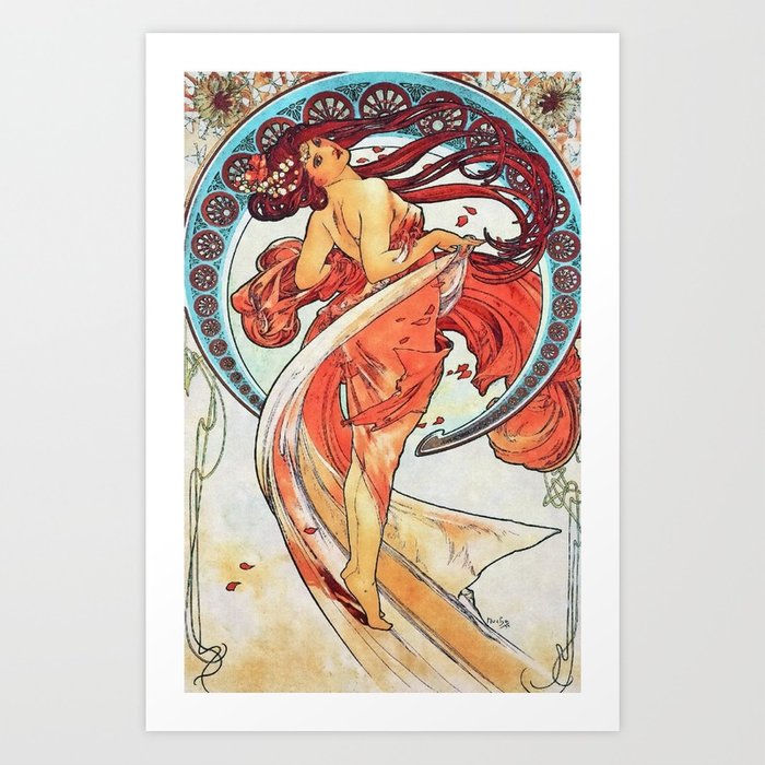 700x700 Alphonse Mucha Dance Art Nouveau Watercolor Painting Art Print By