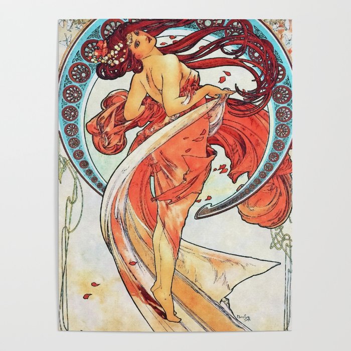 700x700 Alphonse Mucha Dance Art Nouveau Watercolor Painting Poster By