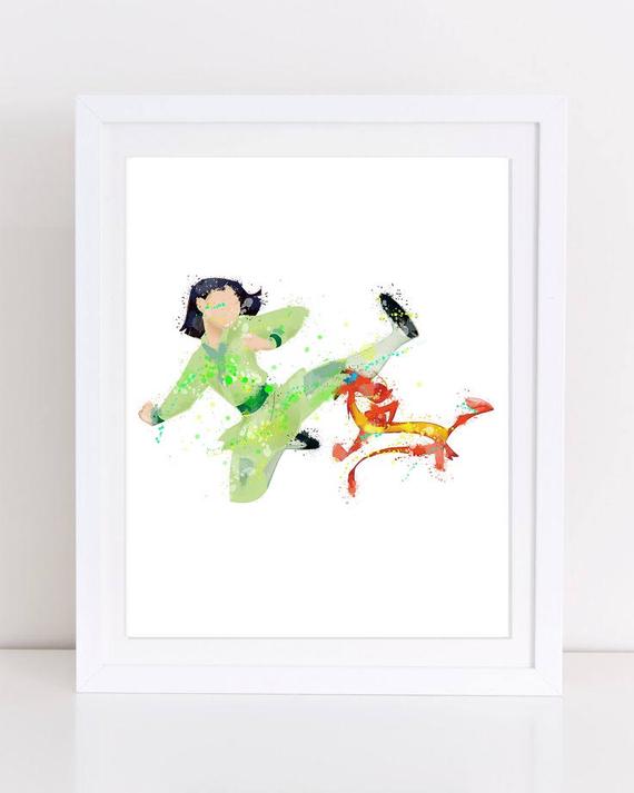 570x713 70% Mulan Watercolor Print Mulan Poster Disney Poster Etsy