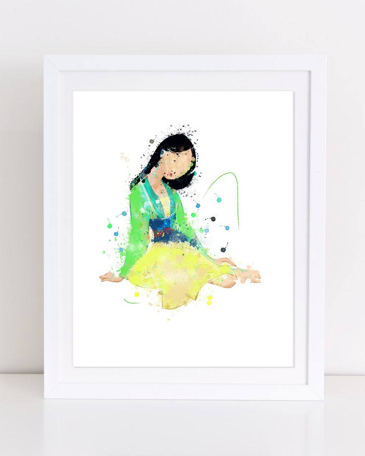 736x920 70% Princess Mulan Poster Watercolor Mulan Disney Poster Etsy