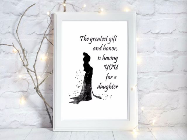 640x480 Mulan Watercolor A4 Glossy Poster Print Nursery Picture Disney