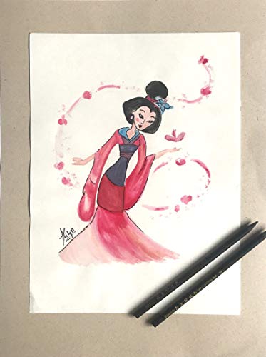 373x500 Watercolor Mulan Character Handmade