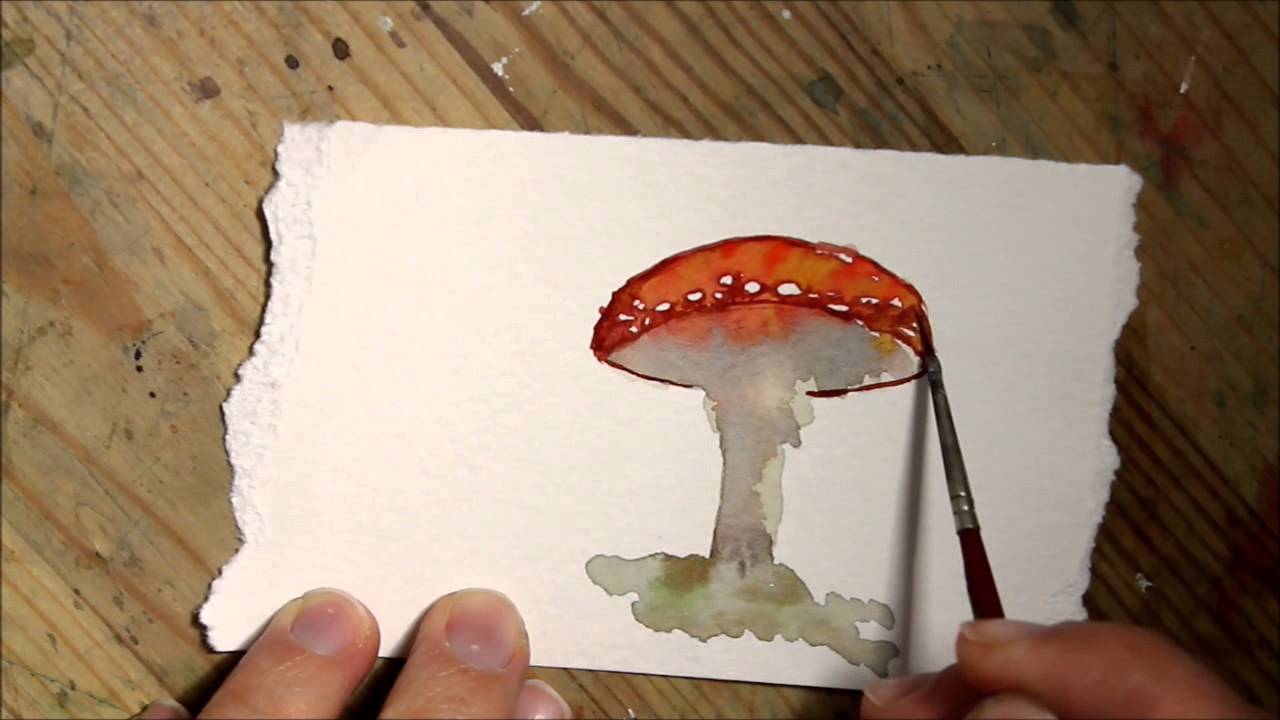 1280x720 Watercolor Mushroom Aceo