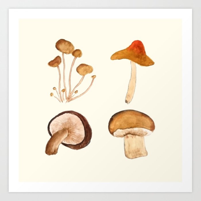 700x700 Mushroom Watercolor Painting Art Print By Colorandcolor Society6