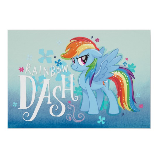 540x540 My Little Pony Rainbow Dash Watercolor Flowers Poster