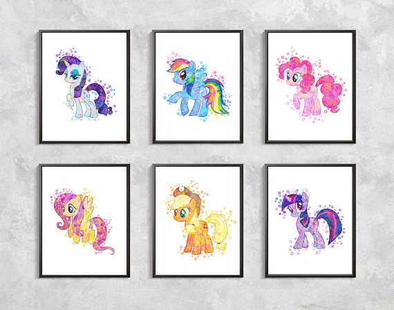570x448 Pony Print, Pony Watercolor, Pony Art, Pony Birthday Party Decor