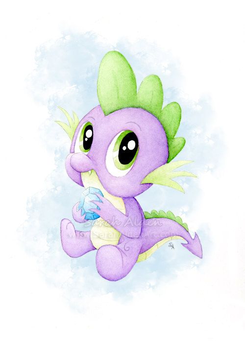 500x700 Dragon Art Spike My Little Pony Watercolor By Foreverfairy On Etsy