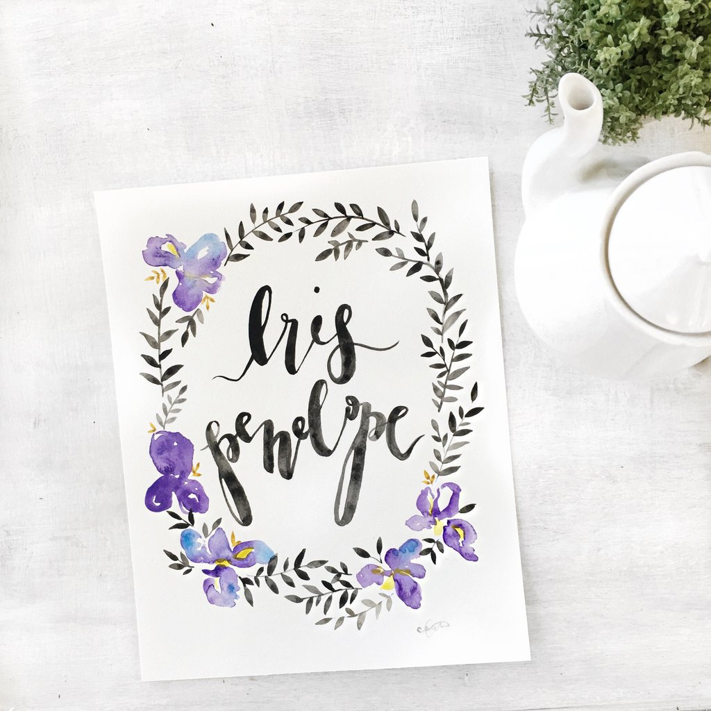 1024x1024 Custom Name Amp Wreath Watercolor Celeste C. Clark