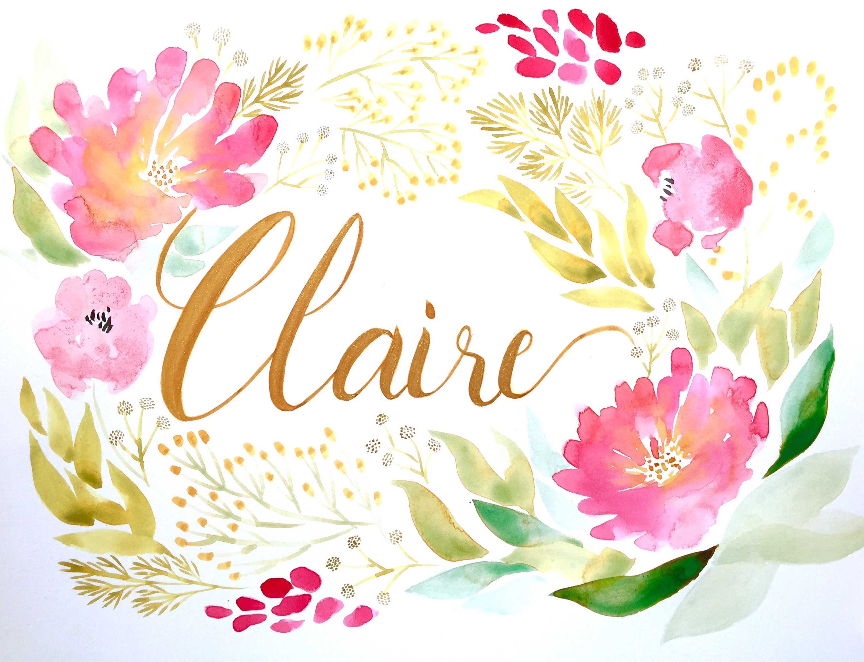 3000x2299 Custom Commission Watercolor Name Painting