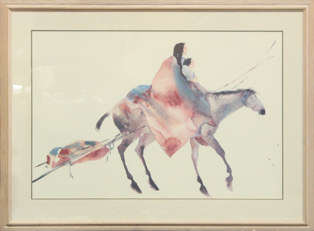 1100x811 Native American Watercolor Indian On Horse