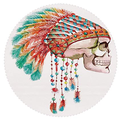 425x425 Multicolor Round Tablecloth [ Native American