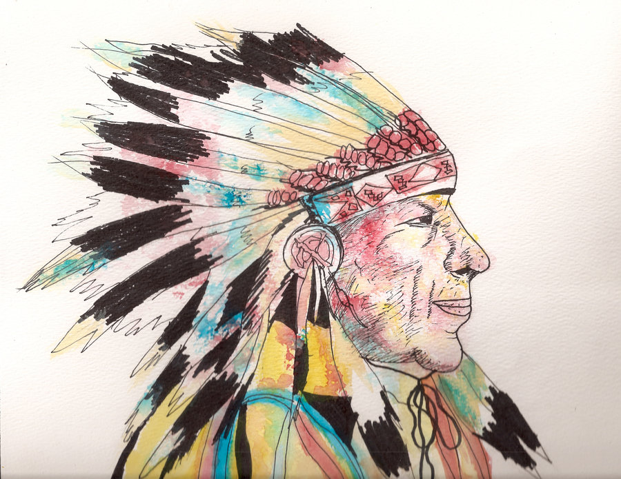 900x695 Native American Watercolor By Scheinberg