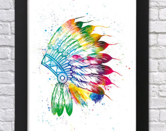 340x270 Set Of 3 Native American Watercolor Art Print Set A Indian Etsy