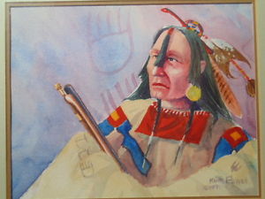 300x225 An Original 1991 Native American Watercolor By Sioux Artist Keith