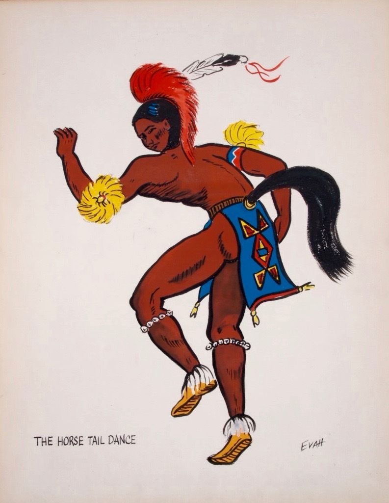 793x1025 Native American Indian The Horse Tail Dance Watercolor By Evah