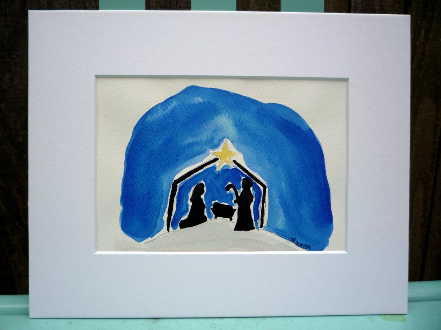 1500x1125 Oh Holy Night Nativity Scene Original Watercolor Christmas Art