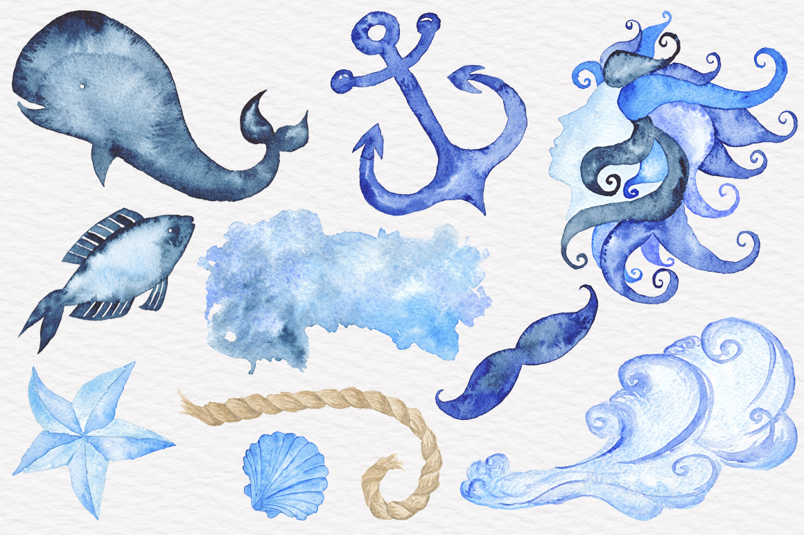 1160x772 Nautical Watercolor Collection By Tanya Kart