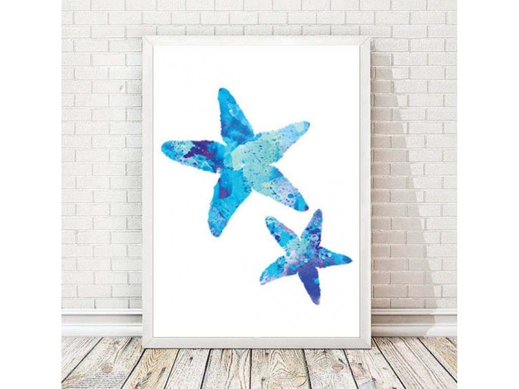 1024x768 Sea Star Watercolor Print Sealife Art Sea Painting Ocean Art Blue