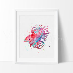 300x300 Siamese Fighter Fish Nautical Watercolor Nursery Art Print, Kids