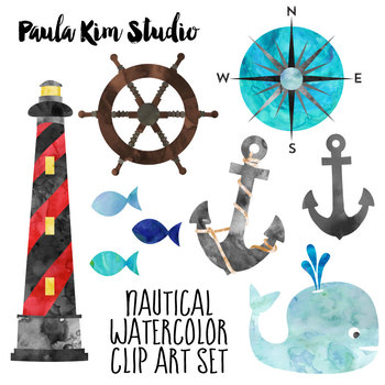 350x350 Free Nautical Watercolor Clip Art By Paula Kim Studio Tpt