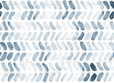 400x293 Navy Blue Watercolor Herringbone Fabric